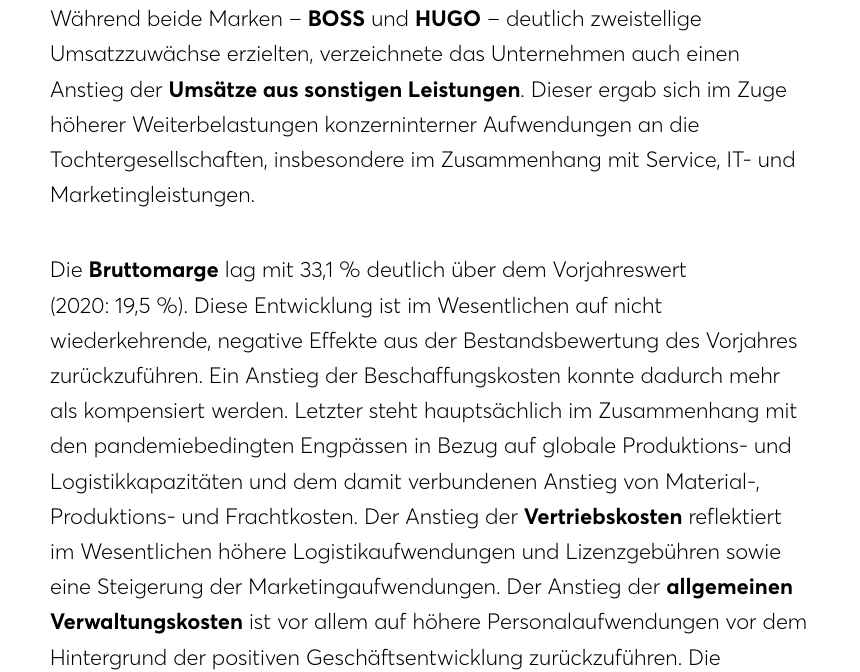 Screenshot https://geschaeftsbericht-2021.hugoboss.com