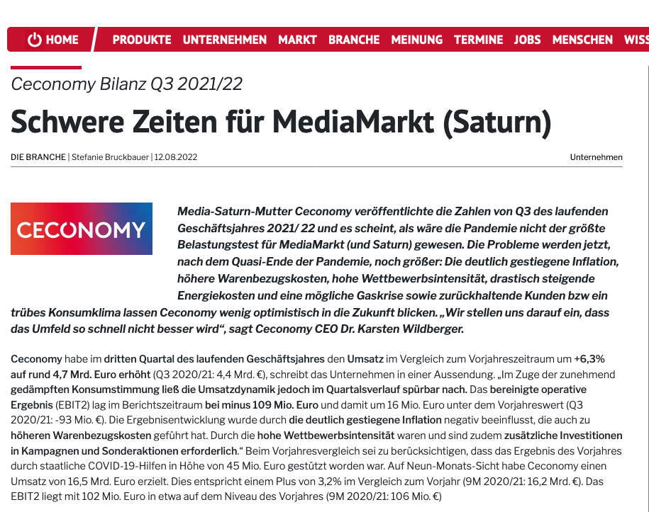 Screenshot der Webseite elektro.at