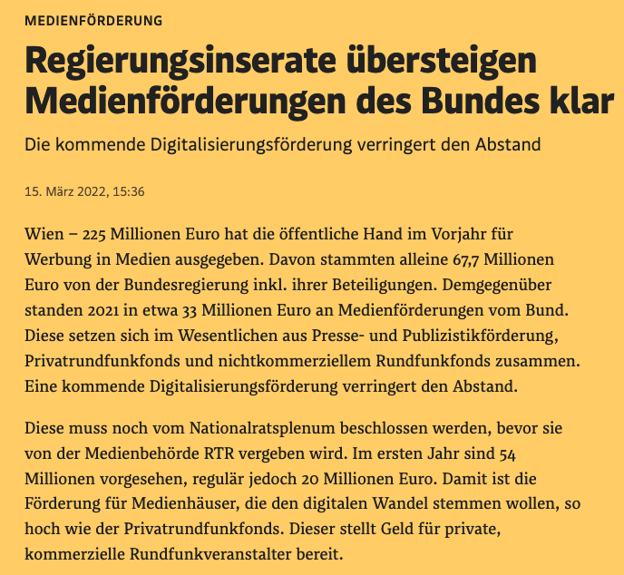 Screenshot der Webseite derstandard.at