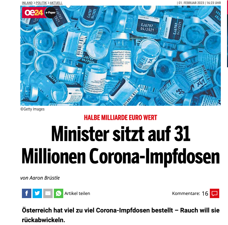 Screenshot der Webseite oe24.at